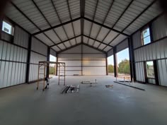 Steel building on site