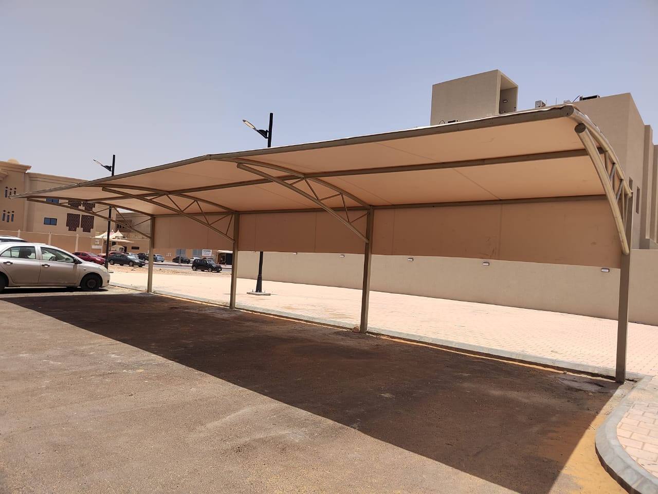 Car parking shade with steel frame